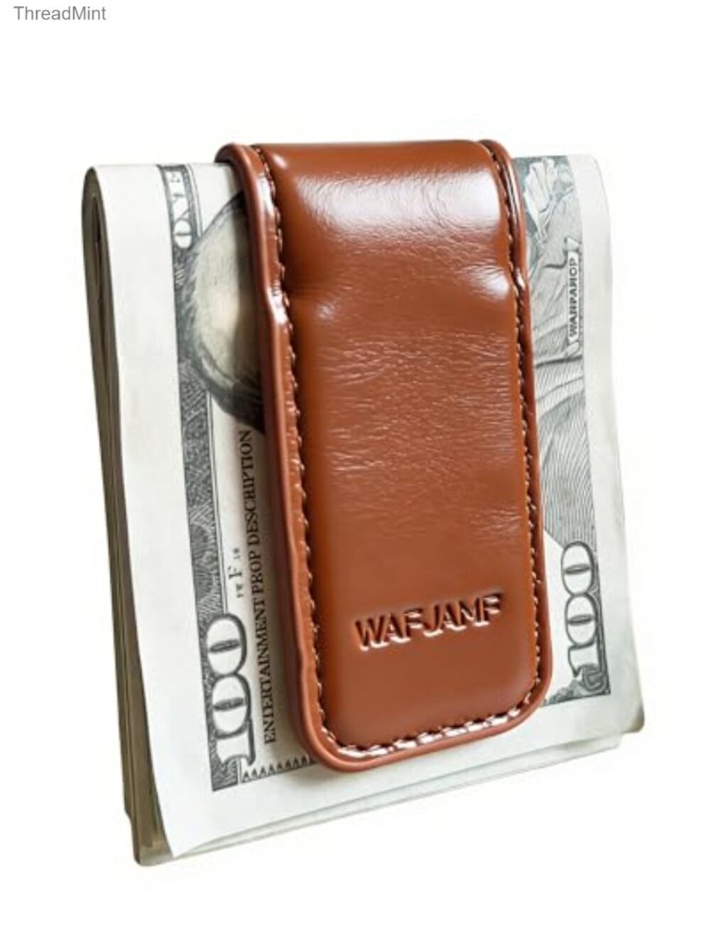 Slim Magnetic Money Clip Leather Business Card Holder
